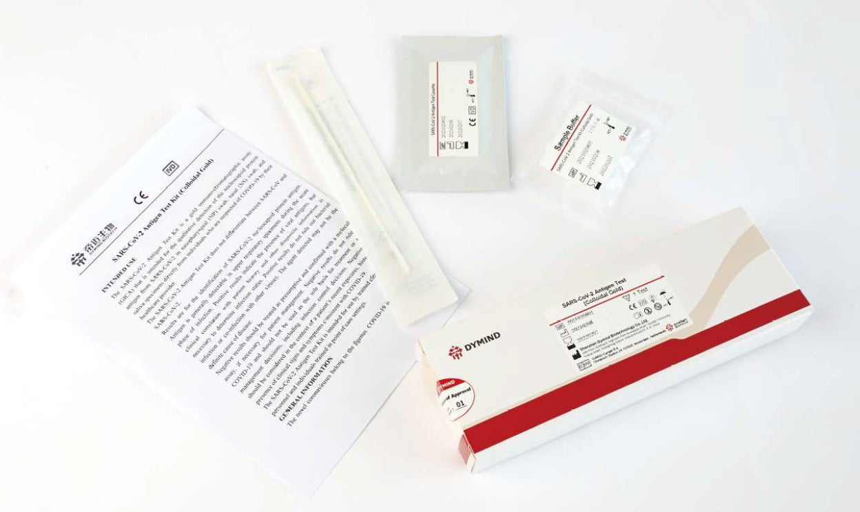 Test Rapid Αντιγόνων Flu A/B (Γρίπης) &amp; Covid-19 DYMIND 1τμχ 2in1 Ρινικό